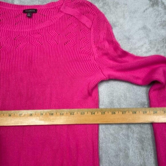 Talbots Pink Knit Sweater Medium Long Sleeve Rayon Blend a0466 - Picture 4 of 7